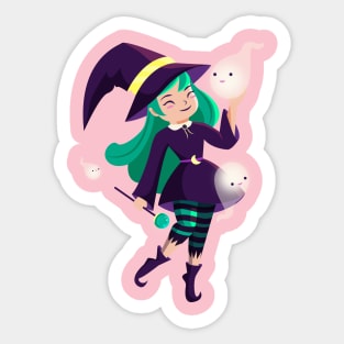 Witch With Ghosts Sticker